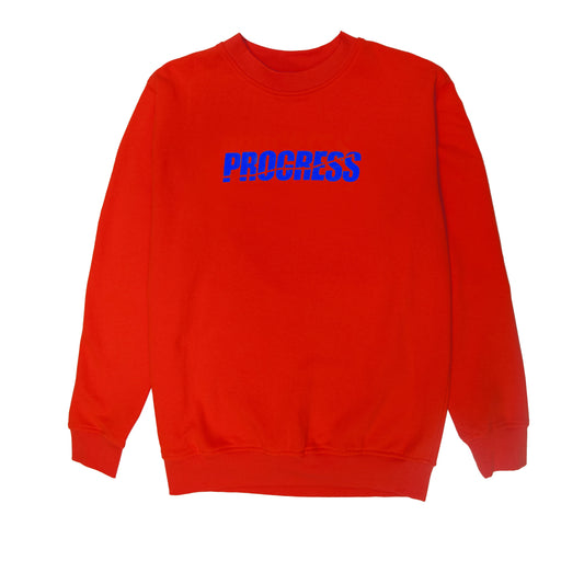 Felt Logo Sweatshirt Blue on Red